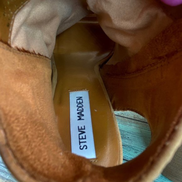Steve Madden Tulisa Womens Size 10M Ankle Boot Brown Nubuck Leather Open Toe Zip - Picture 4 of 11